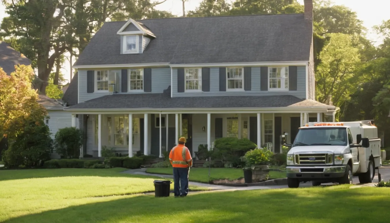 A friendly provider talking with a homeowner in front of a colonial-style home near Aberdeen